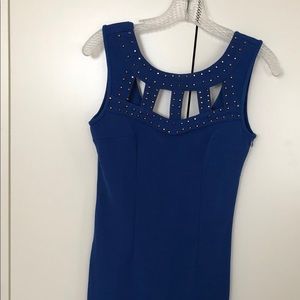 Sexy Studded Blue Bodycon Party Cocktail Dress